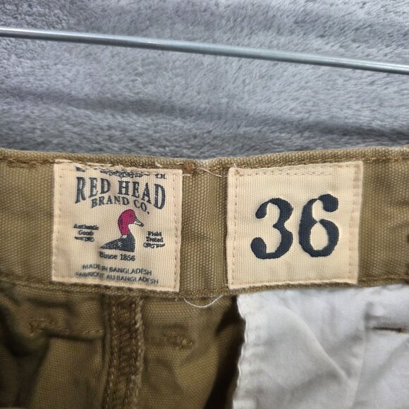 Mens Red Head Tan Cargo Shorts 100% Cotton Elastic Waist Utility Pockets Size 36 - Picture 2 of 9